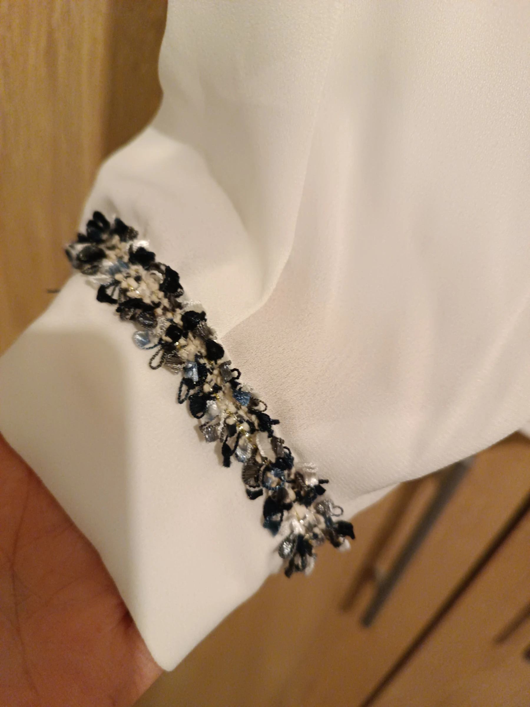 Zara navy blue ruffled sheer white blouse – photo 5